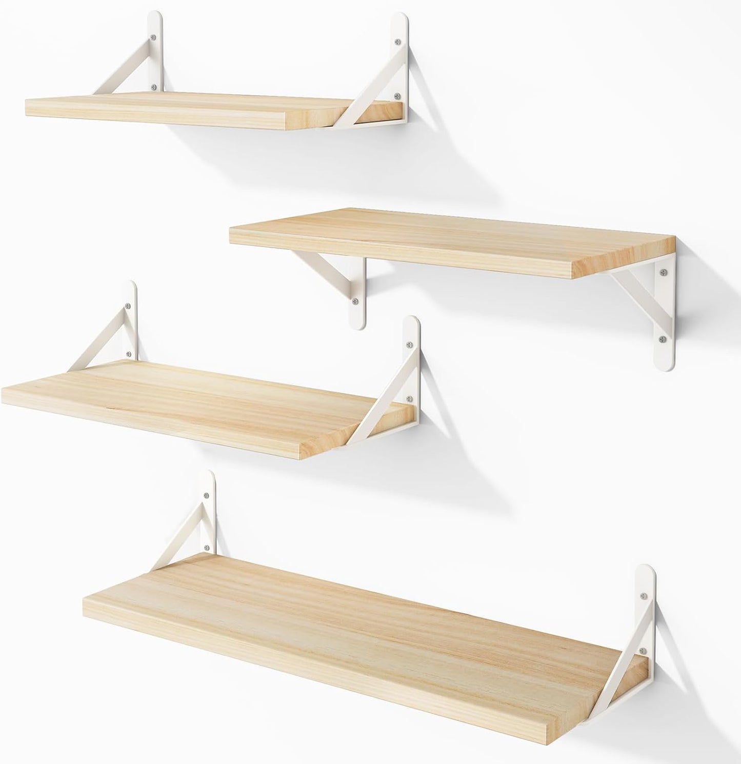 YGEOMER Floating Shelves for Wall, Different Sizes Dark Carbonized Brown Wall Shelves for Living Room, Bathroom, Bedroom, Kitchen, Home Decor (Set of 4)