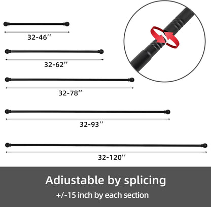 GXOACKJ Curtain Rods for windows 32-48 inch, 5/8 inch Decorative Curtain Rod Set, Matte Black Splicing Heavy Duty Metal Curtain Rod with Brackets