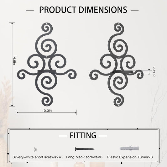 OYEFLY 2 Pcs Metal Wall Candle Sconces,Black Elegant Swirling Wall Decorations (Black)