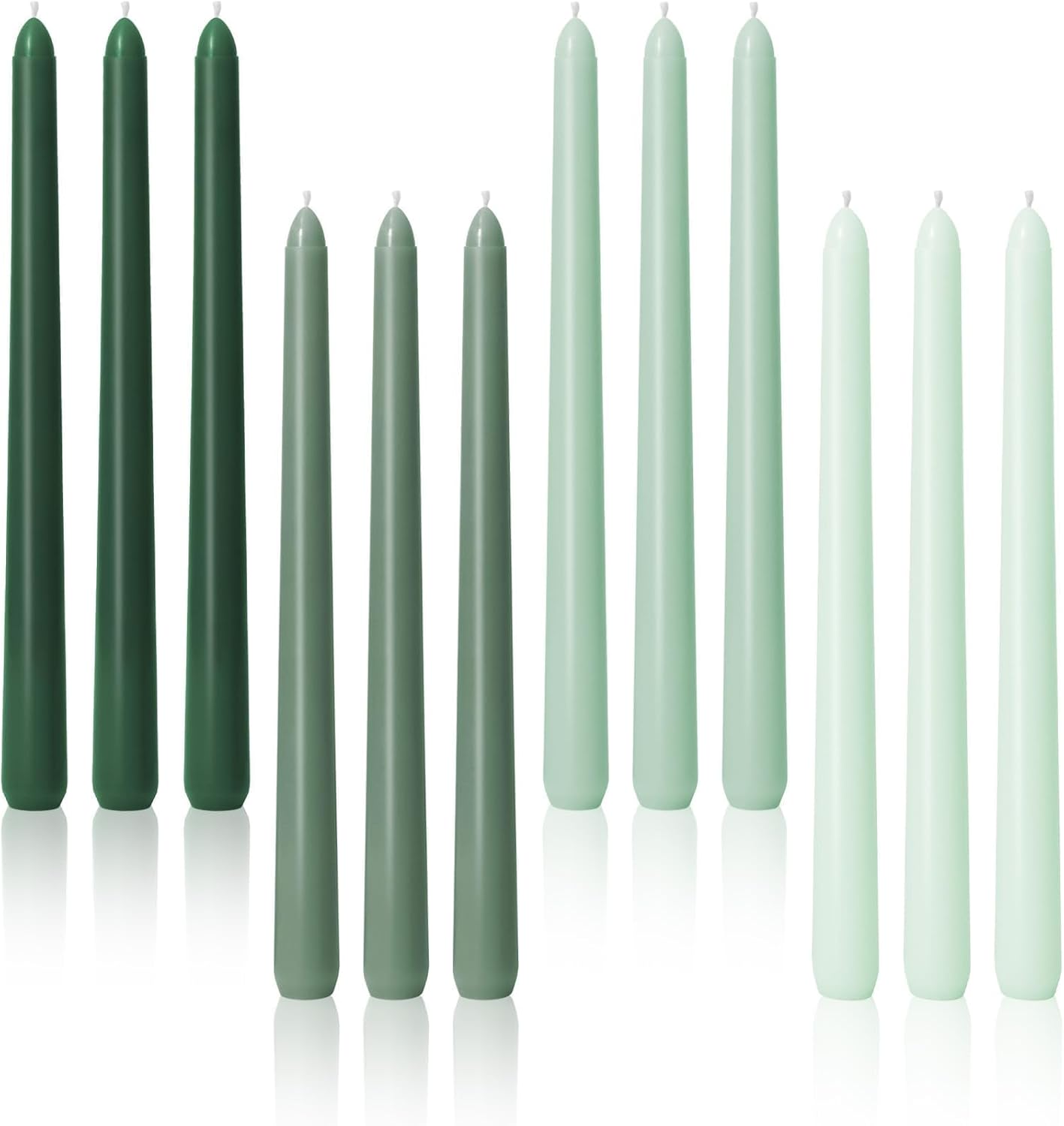 Viyffo Taper Candles, 10 Inch, 4 Pack, Olive Glow – Unscented, Dripless & Smokeless Design, Up to 8 Hour Burn – Long Tall Taper Candlesticks for Wedding, Dinner & Home Decor