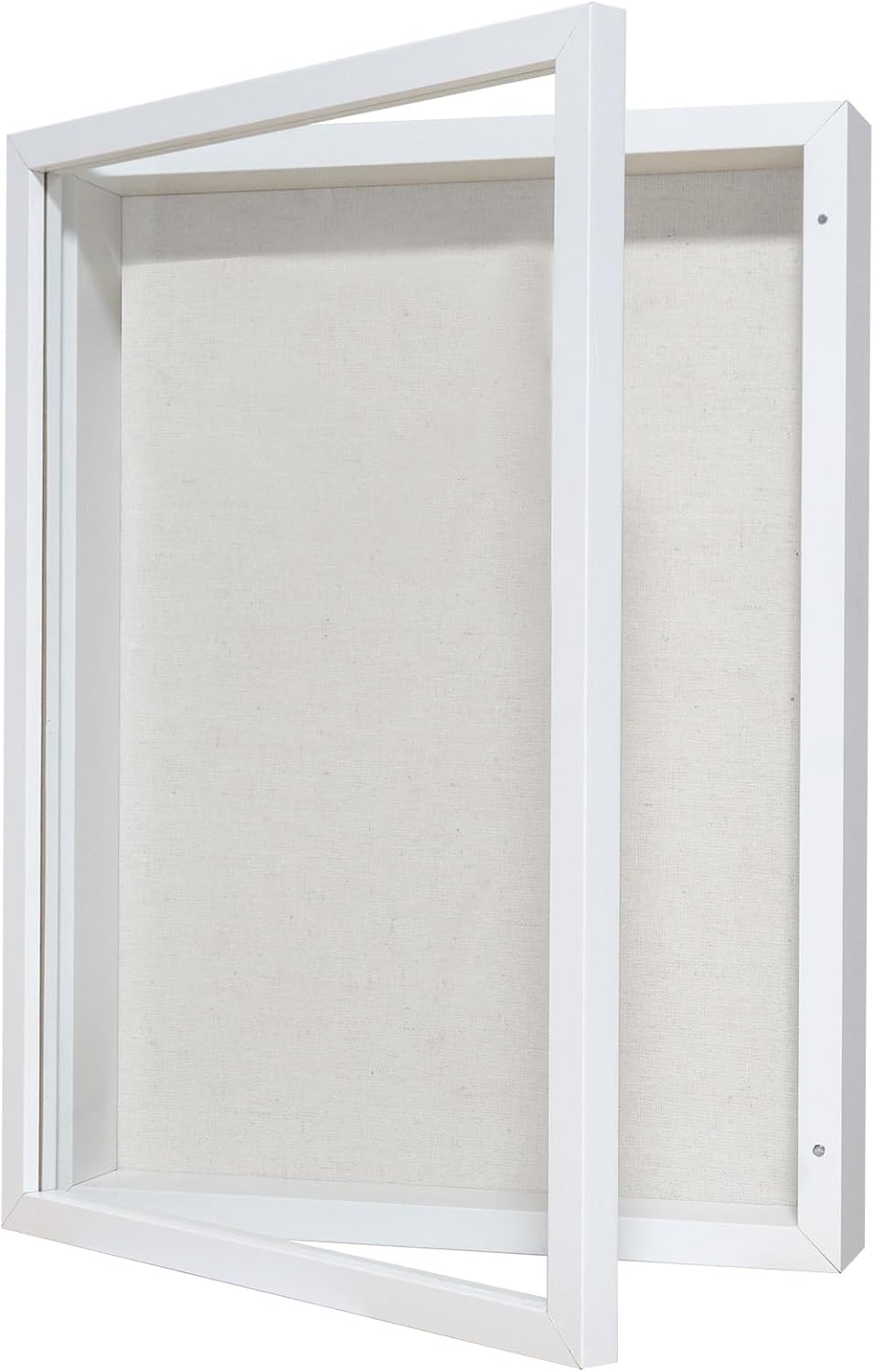 Califortree 8x10 Shadow Box Frame with Linen Back - Sturdy Rustic Memory Display Case of Flower, Pictures, Medals and More, White