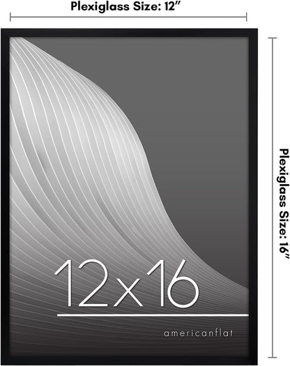 Americanflat 24x36 Poster Frame with Polished Plexiglass - Streamline Collection - Thin Border Picture Frame for Wall Display - Hanging Hardware Included - Black - Colors D