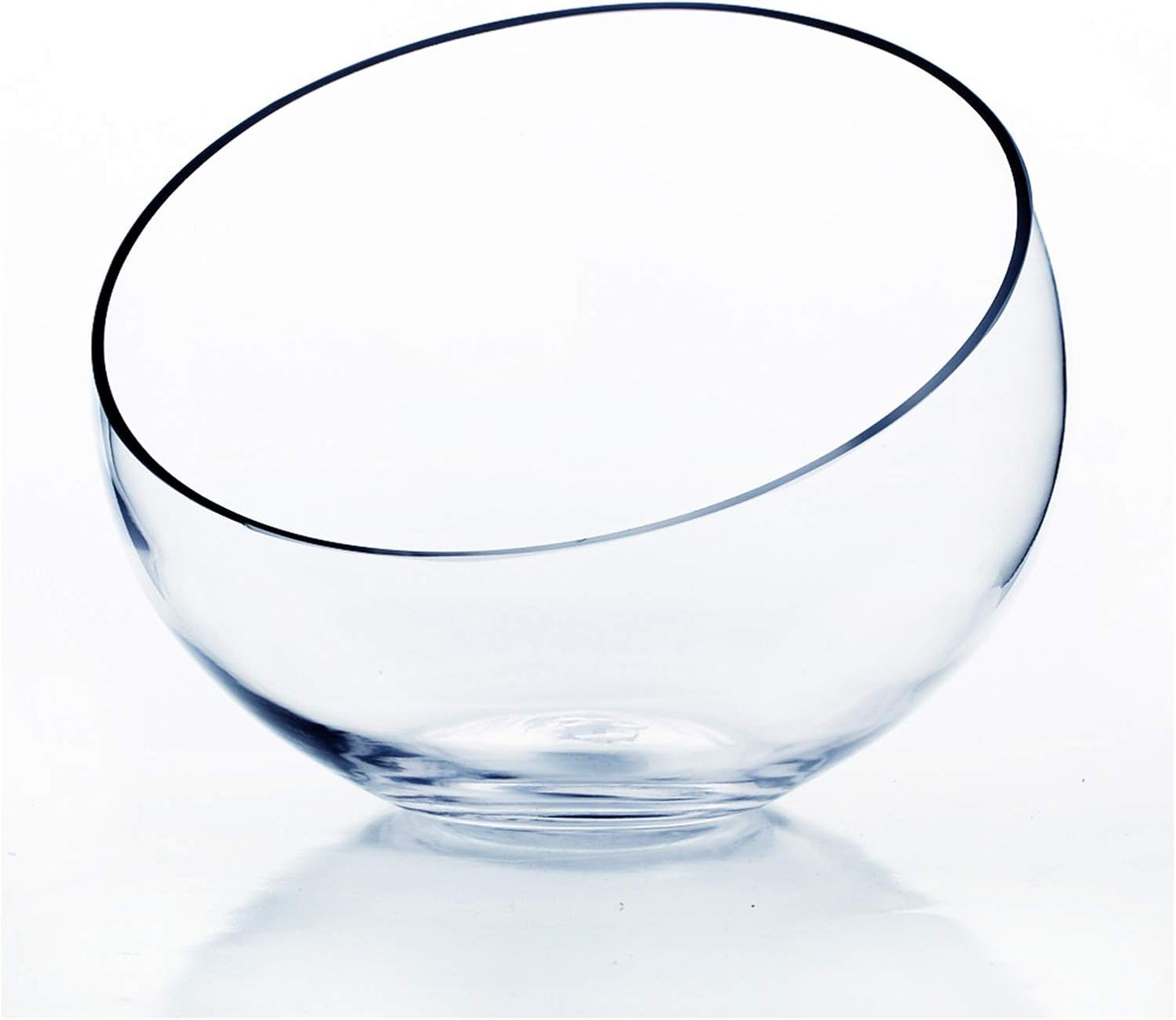 WGVI Clear Slant Cut Bowl Glass Vase, Glass Terrarium, Candy Dish, Glassware, Slant Open: 7". Height: 6" x 2.7". Base: 4" (1 Piece)