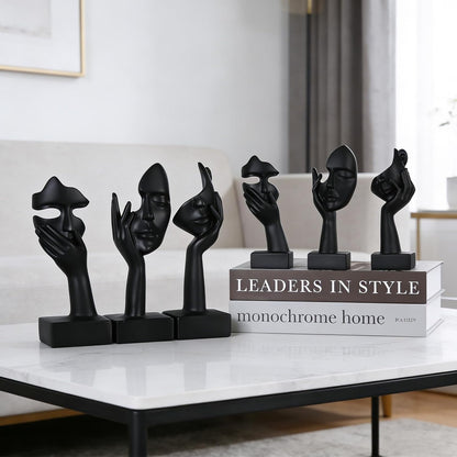 3 Pcs Thinker Small Statue Set - Black Gold Home Decor Abstract Art Figurines for Shelves, Living Room Coffee Table, Office Desktop (3 Pcs Gold, 6")