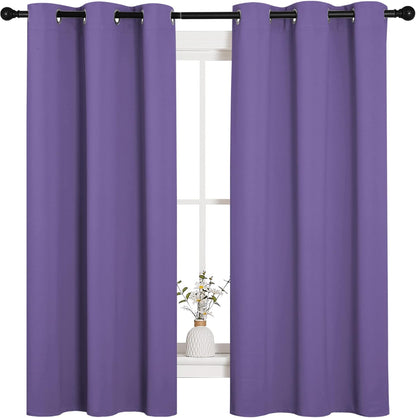 NICETOWN Halloween Pitch Black Solid Thermal Insulated Grommet Blackout Curtains/Drapes for Bedroom Window (2 Panels, 42 inches Wide by 63 inches Long, Black) - Colors D