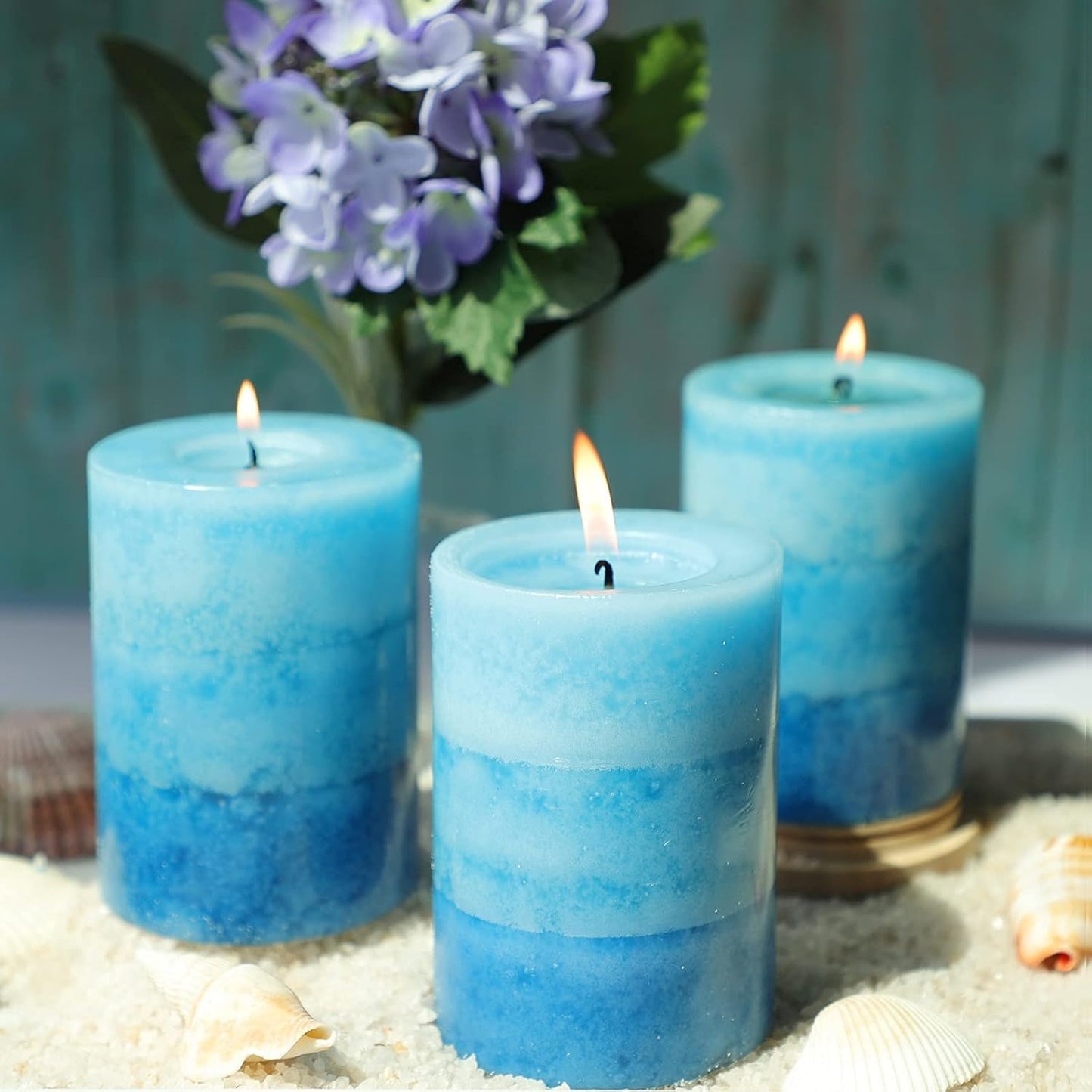 Pillar Candles Vanilla Cupcake Scented Immeiscent Aromatherapy Candle 50+ Hours Clean Burning Long Lasting Mottled Layered Candles for Home Scented SPA Restaurant Set of 3