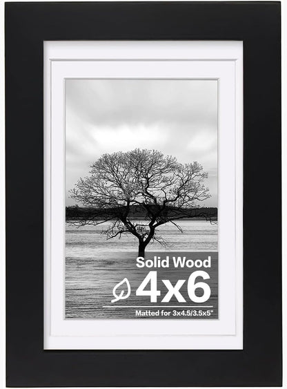 Egofine 12x16 Picture Frame Black, Covered by Plexiglass Made of Solid Wood, Display Pictures 9x12 and 11x14 with Mat or 12x16 Without Mat, for Wall Mounting Photo Frame - Colors B