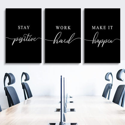 Inspirational Canvas Painting Wall Art -EPHANY ART,Mindset Quotes Prints, Success Framed Entrepreneur Poster Positive Quotes Wall Poster for Home Office Workplace (M-3pcs,12x16inchx3pcs)