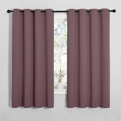 NICETOWN Halloween Pitch Black Solid Thermal Insulated Grommet Blackout Curtains/Drapes for Bedroom Window (2 Panels, 42 inches Wide by 63 inches Long, Black) - Colors E