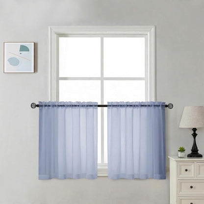 Chyhomenyc Sheer White Valances for Windows 2 Pack, Small Window Curtains for Living Room Bathroom Cafe Laundry Basement, Modern Top Dual Rod Pocket Voile Curtain, 42W x 14L inches, White - Colors B