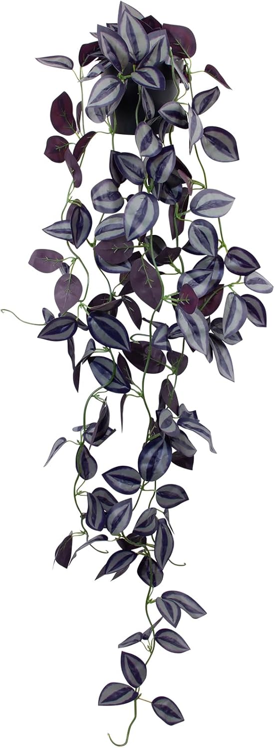 LOYWREE Fake Plants Indoor Artificial String of Pearls Plant in Black Pots, Realistic Green Faux Succulent Hanging Plants for Shelf Decor Desk Home Garden Decorations