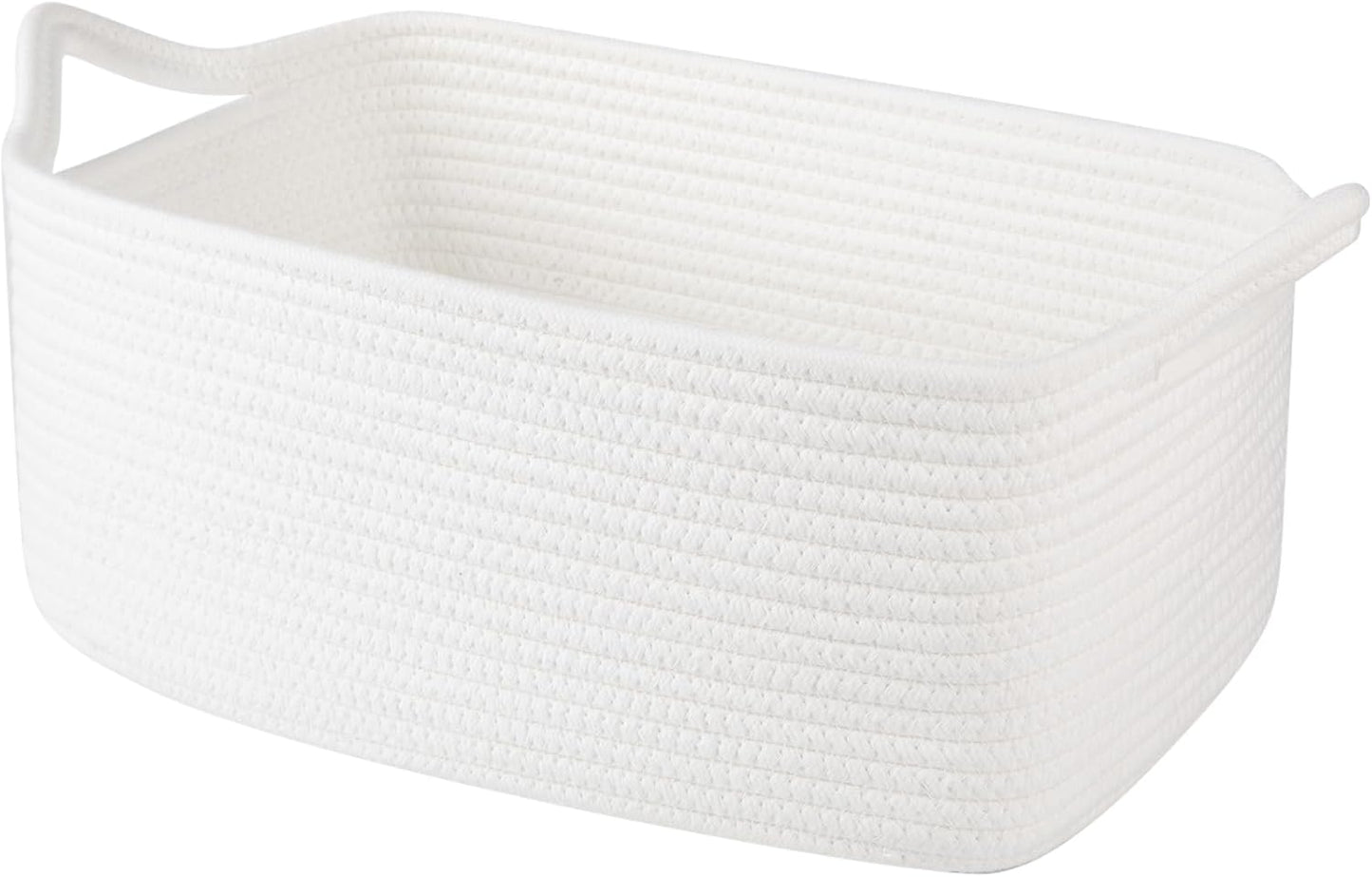 OIAHOMY Woven Basket, Gift Basket Empty with Gift Bags and Ribbons, Rope Baskets for Baby Showers, Storage Baskets with Handles for Nursery, Pet Toy Organizer - White