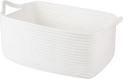 OIAHOMY Woven Basket, Gift Basket Empty with Gift Bags and Ribbons, Rope Baskets for Baby Showers, Storage Baskets with Handles for Nursery, Pet Toy Organizer - White