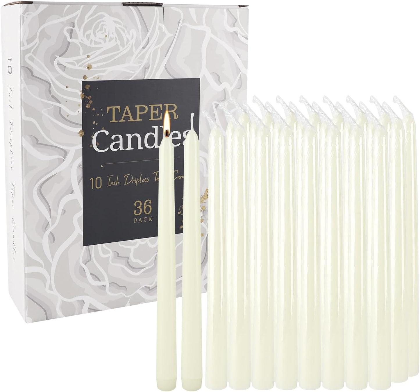 30-Pack 10-Color Taper Candles - 10 Inch Dripless & 10-Hour Burn｜Wedding/Birthday/Home Decor with Premium Wax