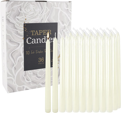 30-Pack 10-Color Taper Candles - 10 Inch Dripless & 10-Hour Burn｜Wedding/Birthday/Home Decor with Premium Wax