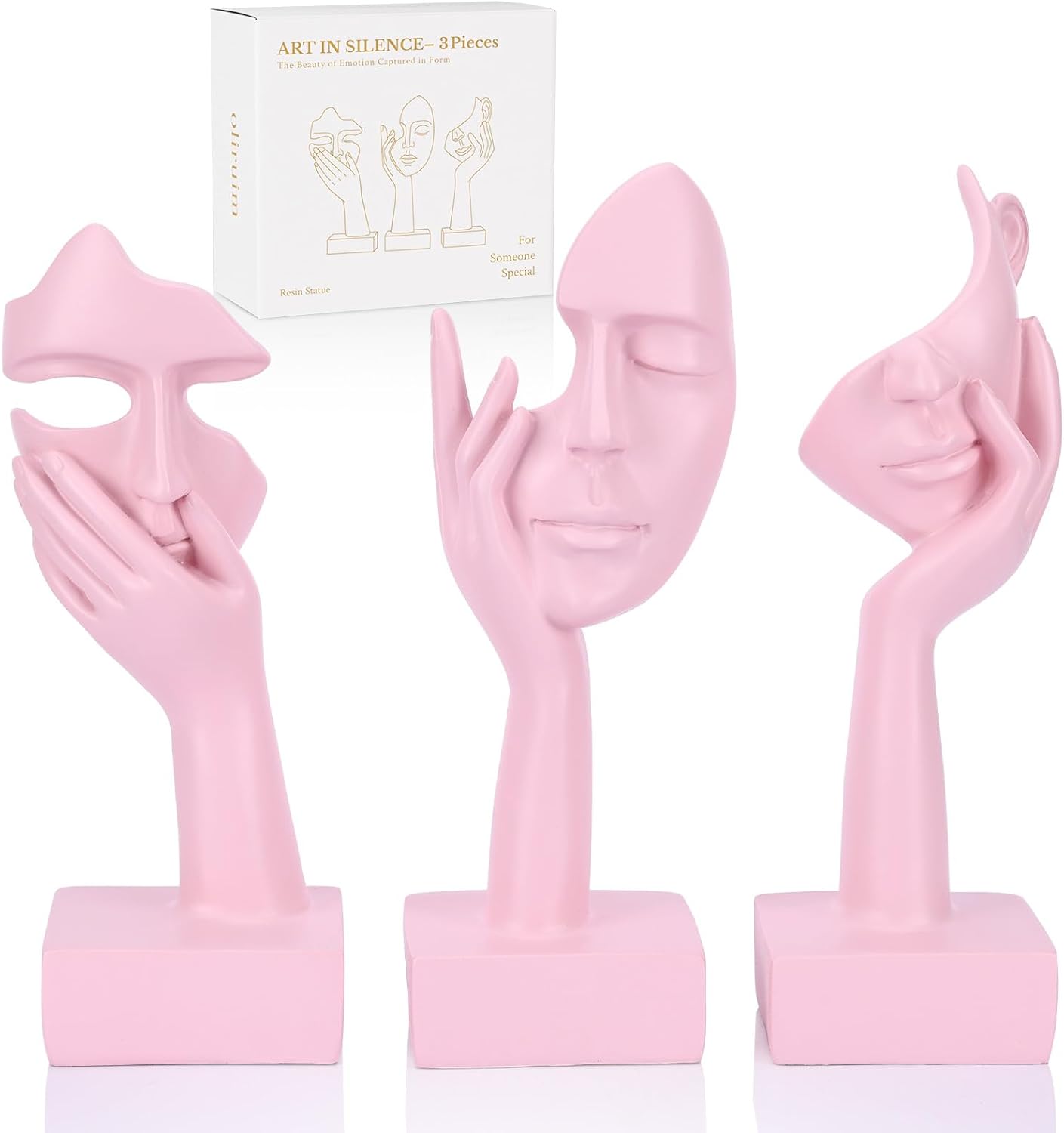 3 Pcs Thinker Small Statue Set - Black Gold Home Decor Abstract Art Figurines for Shelves, Living Room Coffee Table, Office Desktop (3 Pcs Gold, 6")