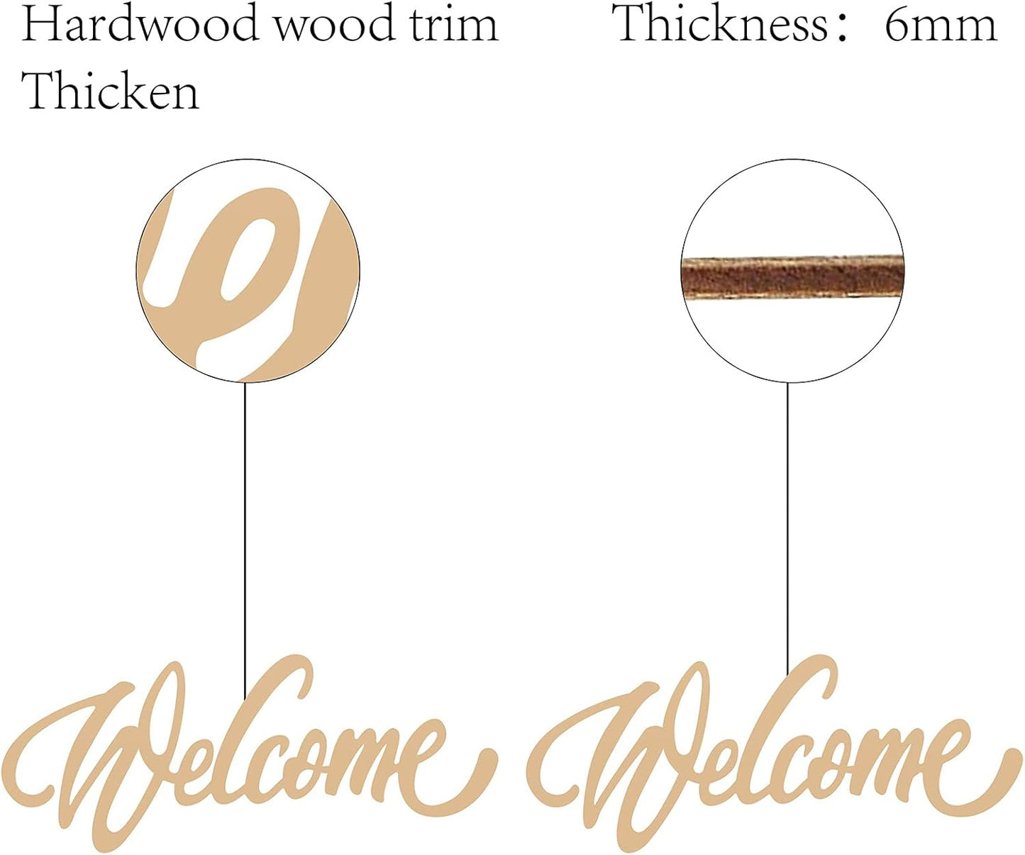 CREATCABIN Welcome Sign Welcome Wood Cutout Wooden Wall Decor Letters Laser Cut Art Unfinished Rustic Decorative DIY for Front Door Home Gallery Porch Coffee Bar Wreath Gift 11.8 x 2.4 Inch