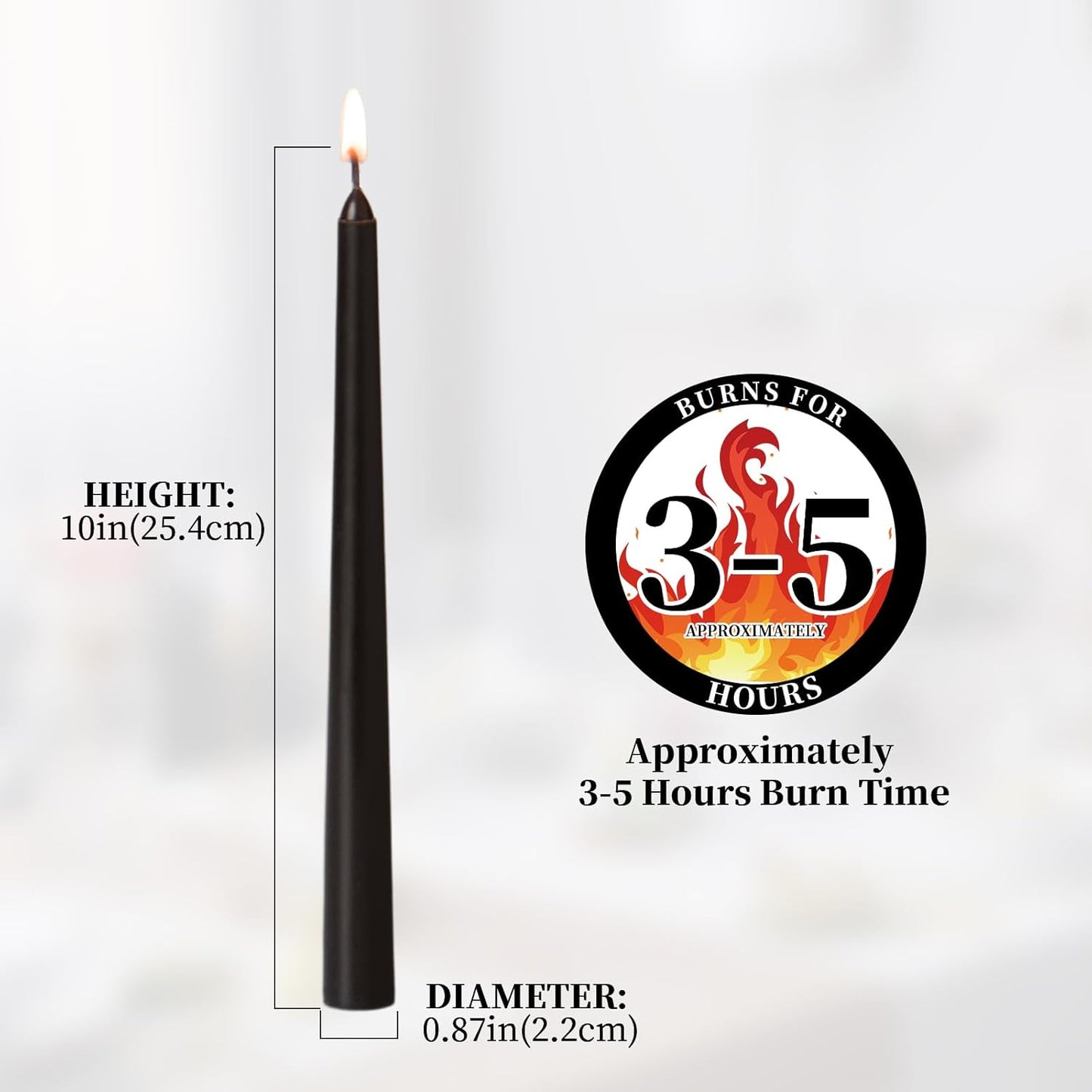 KONNI 0.87×10 Inch Ivory Taper Candles, Unscented and Smokeless Tall Candlesticks, 10 Pack Tapered Candles with Cotton Wicks, Long Burning, Ideal for Weddings, Dinner Parties, and Home Décor