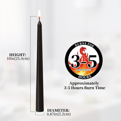 KONNI 0.87×10 Inch Ivory Taper Candles, Unscented and Smokeless Tall Candlesticks, 10 Pack Tapered Candles with Cotton Wicks, Long Burning, Ideal for Weddings, Dinner Parties, and Home Décor