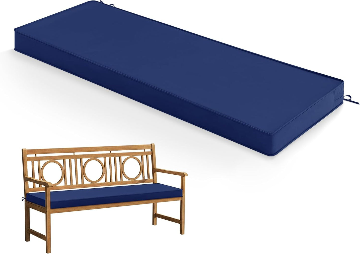 Summsun Outdoor Bench Cushion: Waterproof and Fade Resistant Patio Furniture Cushions - Non-Slip Bench Pad Cushion with Removable Cover for Garden Swing Porch Sofa Settee, 48 x 18 x 3 Inch, Black