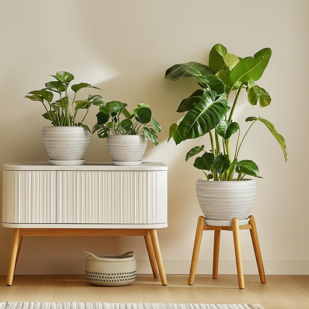 6 Inch Plant Pot - Ceramic Pots for Plants with Drainage Hole and Saucer, Round Succulent Planter Indoor Outdoor, Modern Flower Pot for Snake Plants, Home Decor, Gifts for Plant Lover, Blue
