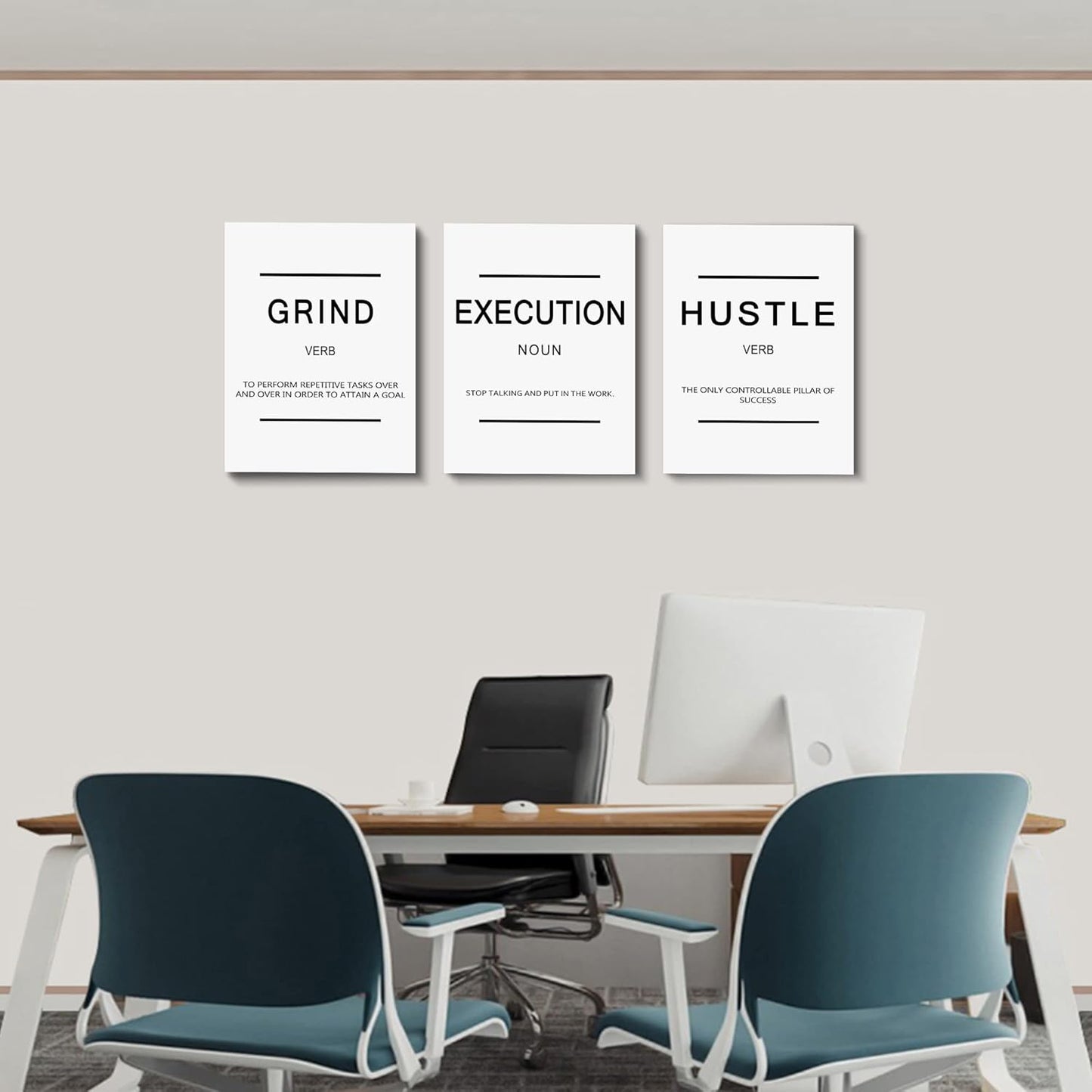 Inspirational Canvas Painting Wall Art -EPHANY ART,Mindset Quotes Prints, Success Framed Entrepreneur Poster Positive Quotes Wall Poster for Home Office Workplace (M-3pcs,12x16inchx3pcs)