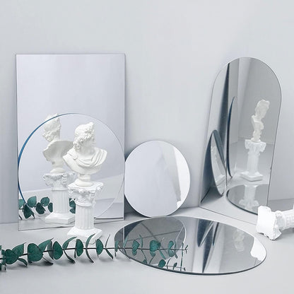 7.87" Round Wall Mirror Tile Self Adhesive Acrylic Mirror Sheet Sticker for Bathroom, Bedroom, Door, Home Decor