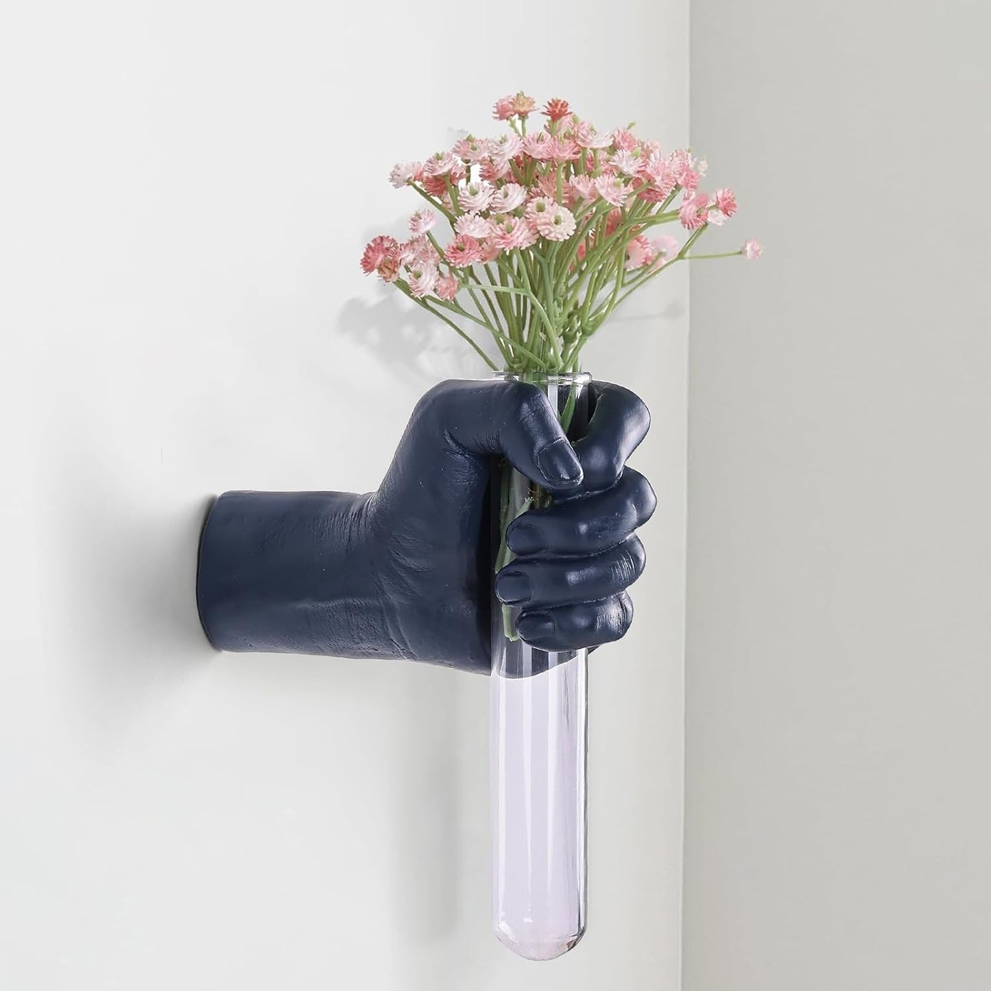 Gold Wall Sculptures, Hand Vases Home Decor, Wall Mount Art Sculpture, Unique Wall Art Statue, Funky Flower Vase Decorations, Modern Eclectic Hanging Decor,Glass Test Tube Vase