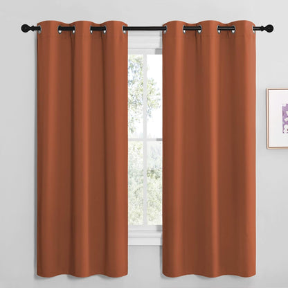 NICETOWN Halloween Pitch Black Solid Thermal Insulated Grommet Blackout Curtains/Drapes for Bedroom Window (2 Panels, 42 inches Wide by 63 inches Long, Black) - Colors B
