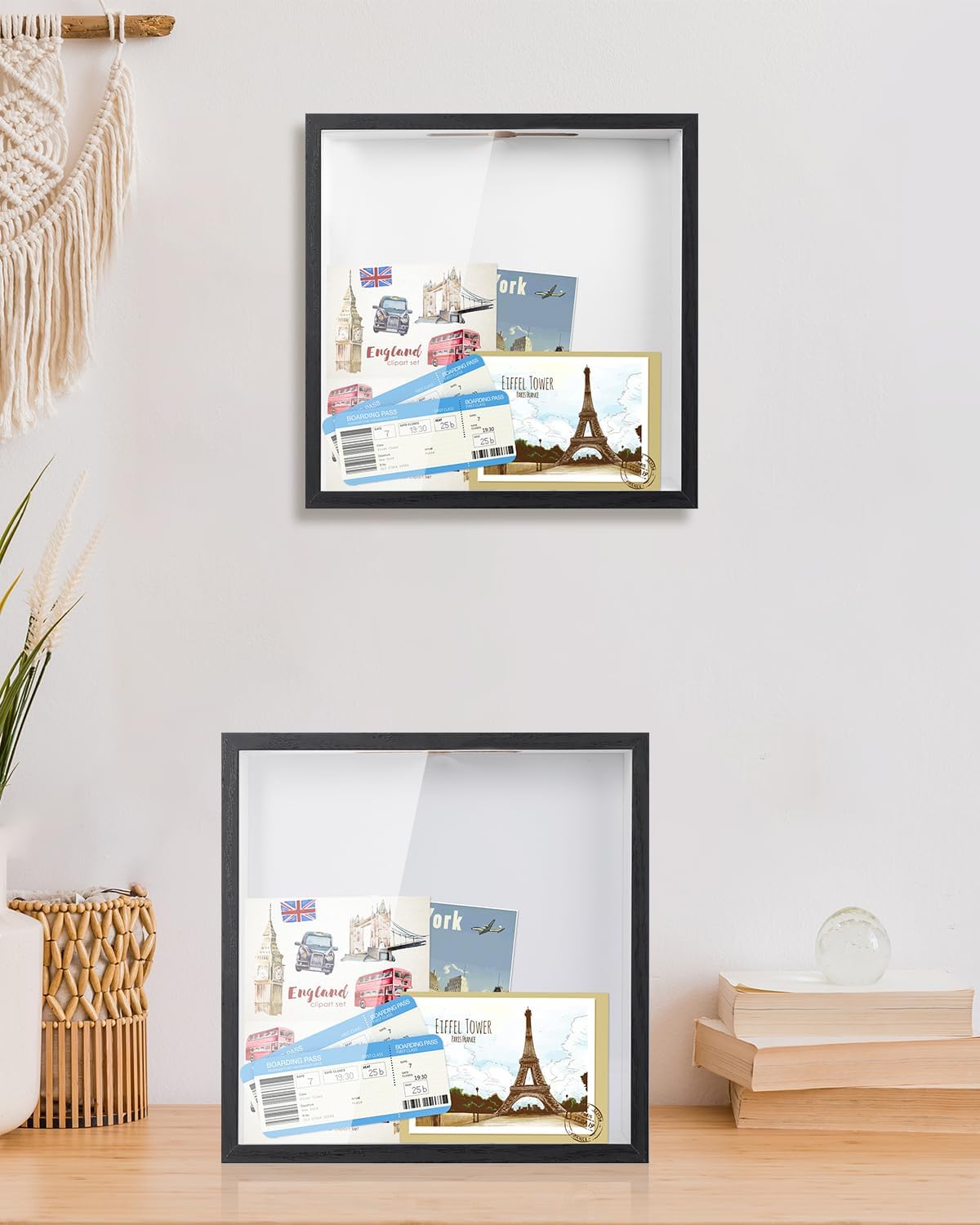 Shadow Box Frame 8x10 - 3 Pack Wood Deep Shadowbox with Glass Shadow Boxes Display Cases Suitable for Photos, Dried Flowers, Handicrafts Picture Frames for Wall (Black)