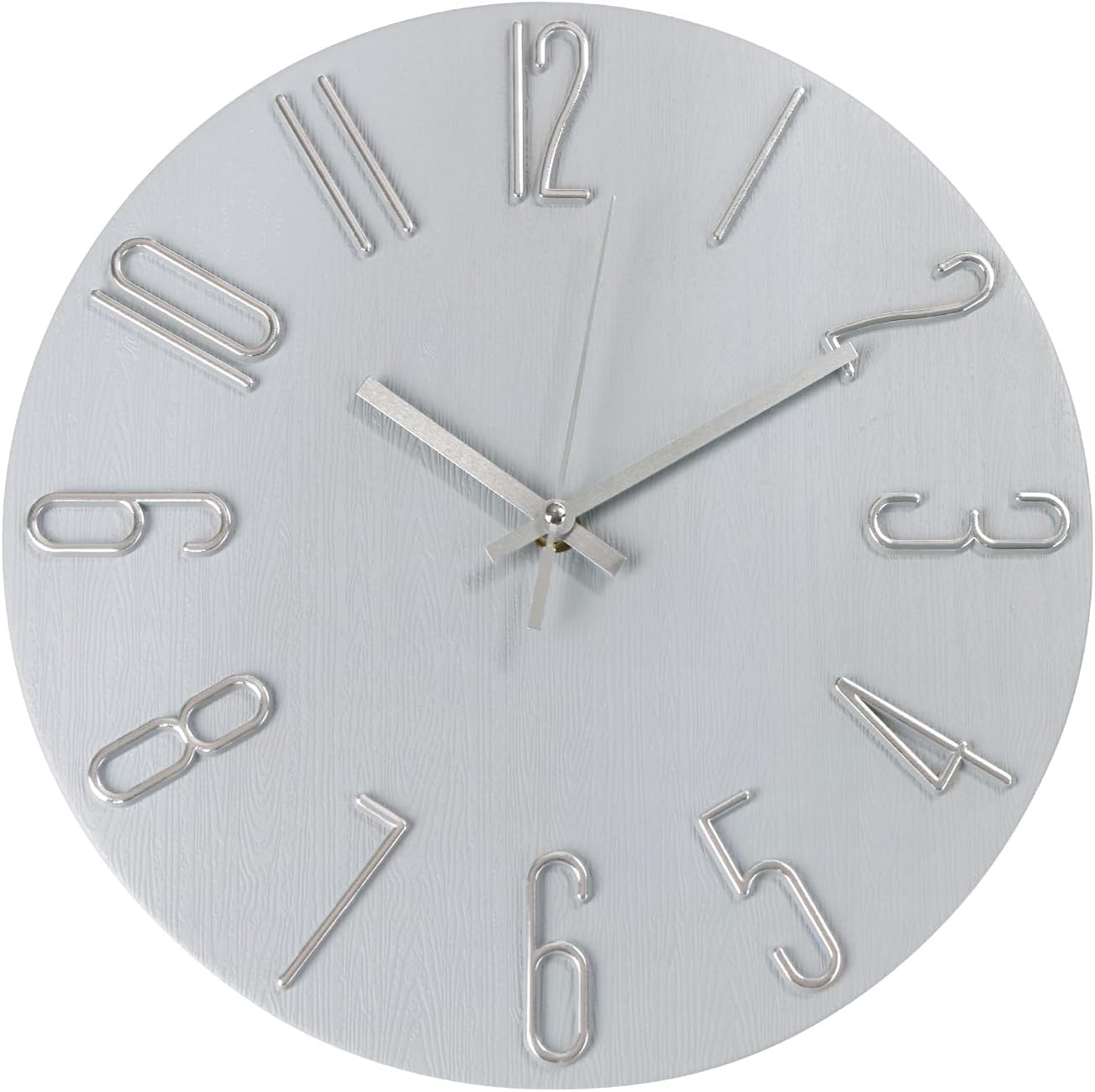 Wall Clock 12 Inch Silent Non-Ticking Imitation Wood Indoor Clock Round White Decor Clock Modern 3D Figures Quartz Wall Clocks for Home, Hotel, Office, School, Bedroom, Living Room, Kitchen