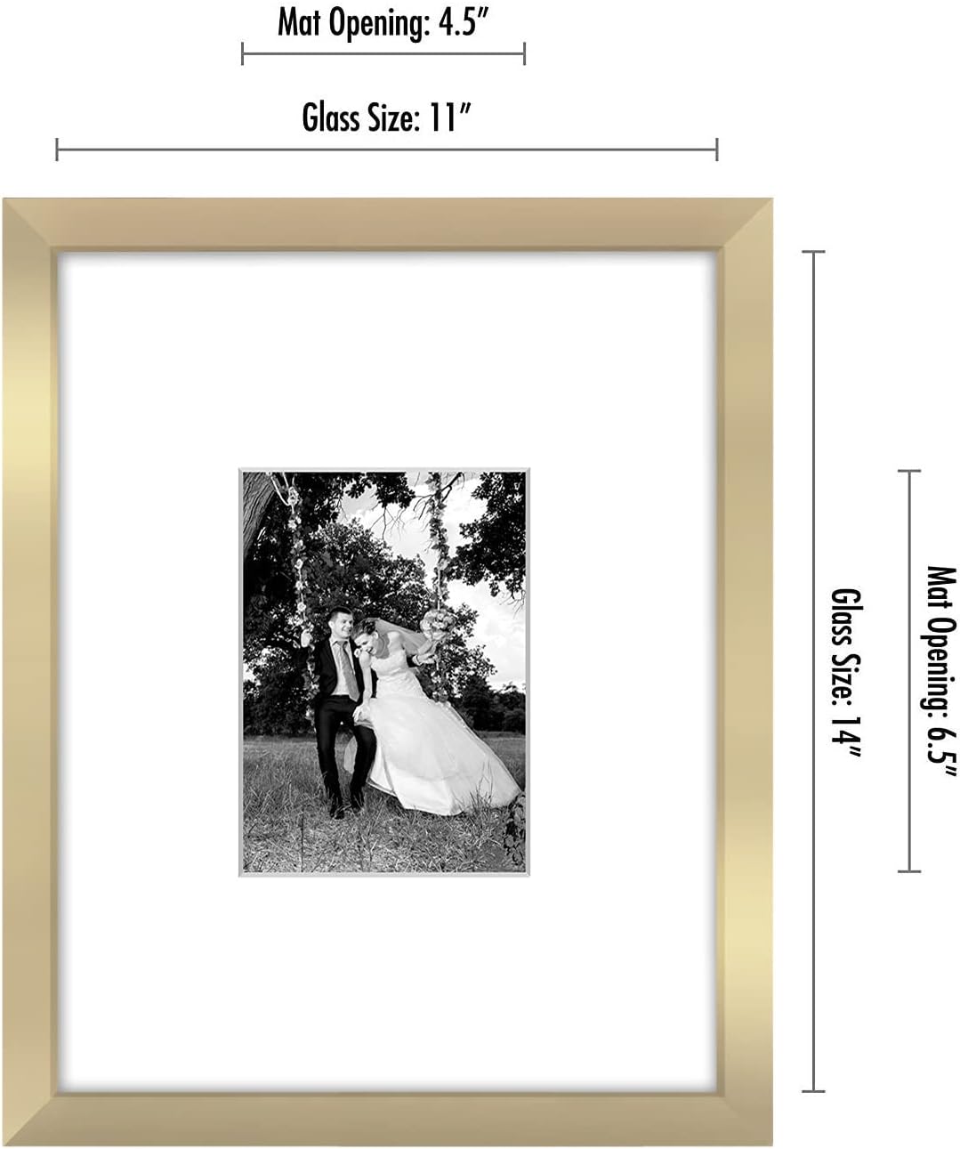 Americanflat 11x14 Picture Frame with Shatter-Resistant Glass - Use as 5x7 Frame with Mat or Display 11x14 Photo Without Mat - Signature Collection - Picture Frames for Wall Display - Black