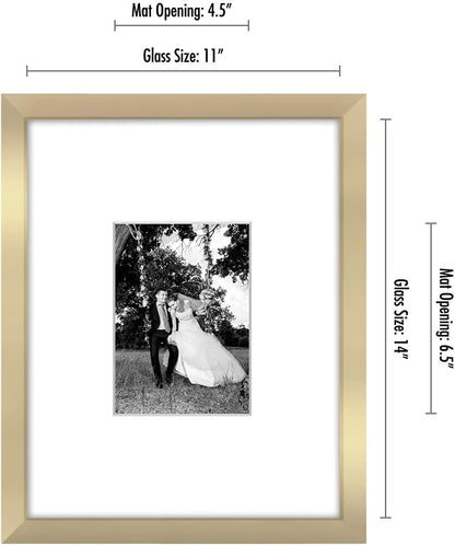 Americanflat 11x14 Picture Frame with Shatter-Resistant Glass - Use as 5x7 Frame with Mat or Display 11x14 Photo Without Mat - Signature Collection - Picture Frames for Wall Display - Black