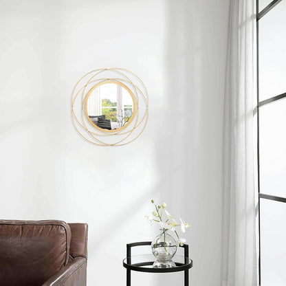 Gold Sunburst Mirrors for Wall Decorative Metal Round Art Mirrors Large Wall Decor Hanging Mirror for Bathroom Bedroom Living Room Vanity Entryway 16"