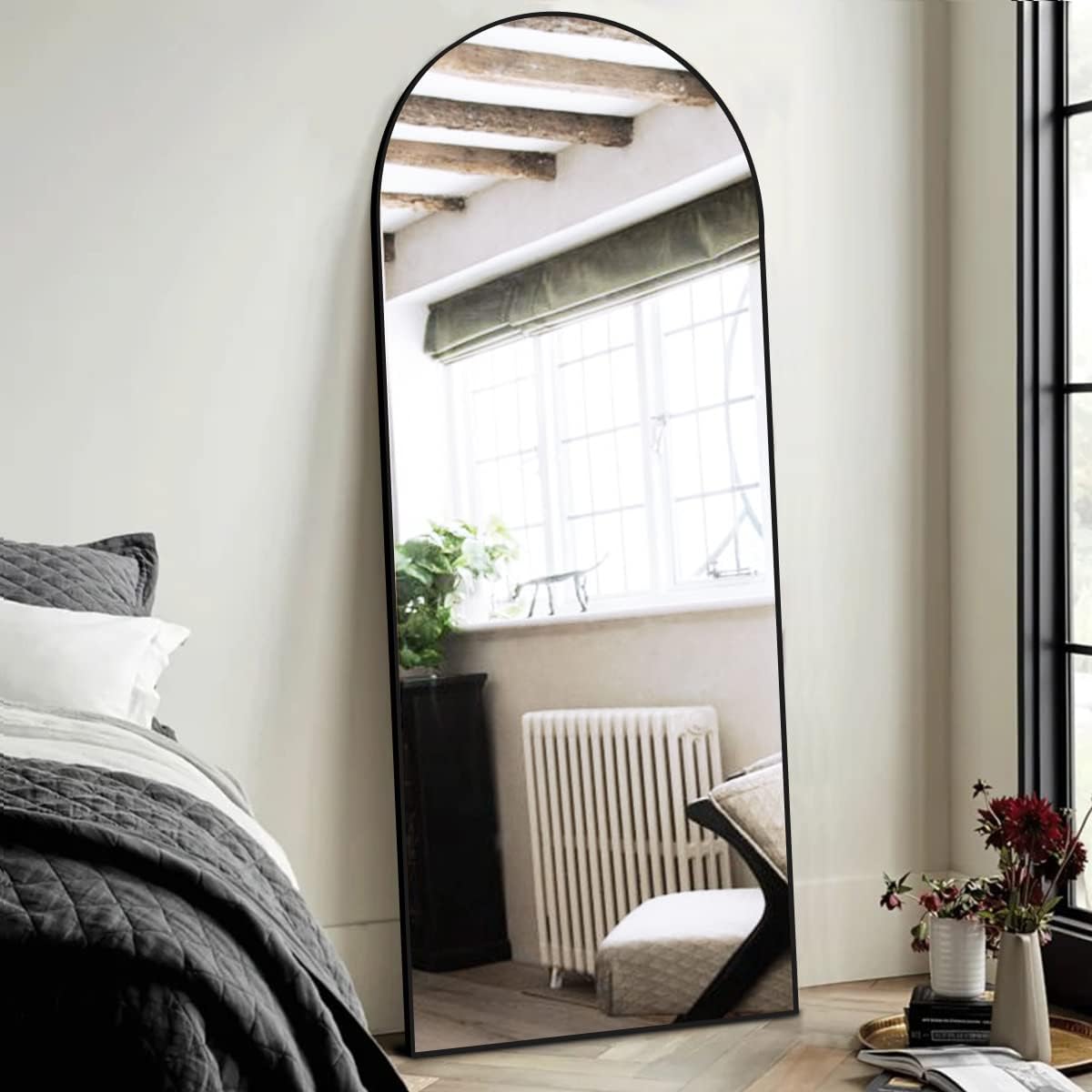 ITSRG Floor Mirror, Full Length Mirror with Stand, Arched Wall Mirror, Gold Floor Mirror Freestanding, Wall Mounted Mirror for Bedroom Living Room, Gold
