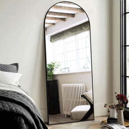 ITSRG Floor Mirror, Full Length Mirror with Stand, Arched Wall Mirror, Gold Floor Mirror Freestanding, Wall Mounted Mirror for Bedroom Living Room, Gold