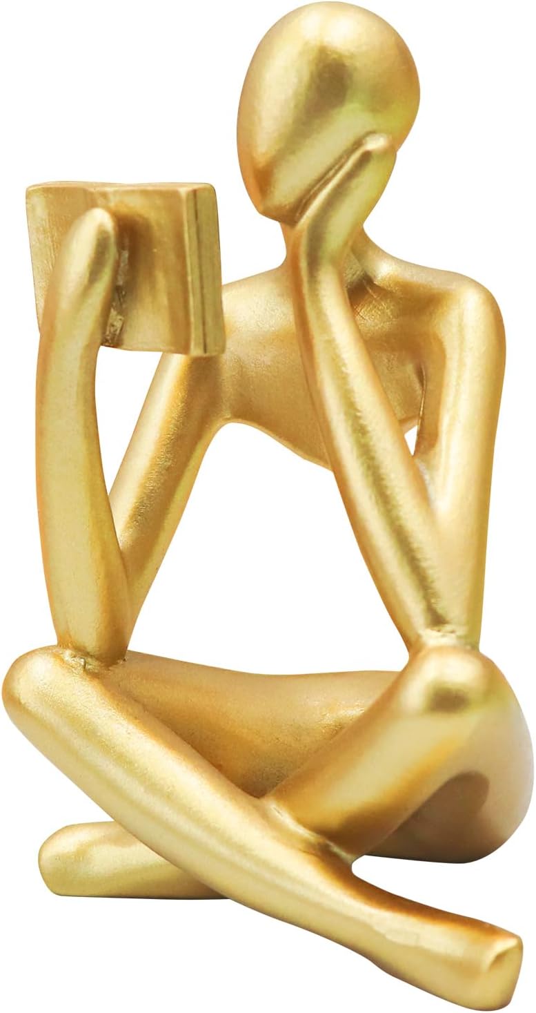 Jinkoozz Reading Women Statue, Thinker Sculptures, Abstract Art Ornament, Modern Aesthetic Figurine Decoration, Suitable for Home Living Room Bedroom Office Shelf Table Desk Bookshelf Decor