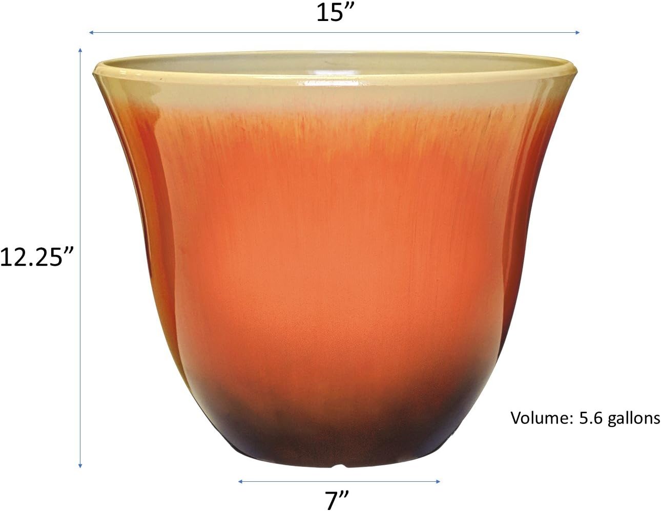 Classic Home and Garden Honeysuckle Resin Planters - Lightweight Indoor & Outdoor Plant Pots - UV-Resistant Plastic Flower Pots - Pot Planters for Flowers & Herbs (15" Tequila Sunrise)
