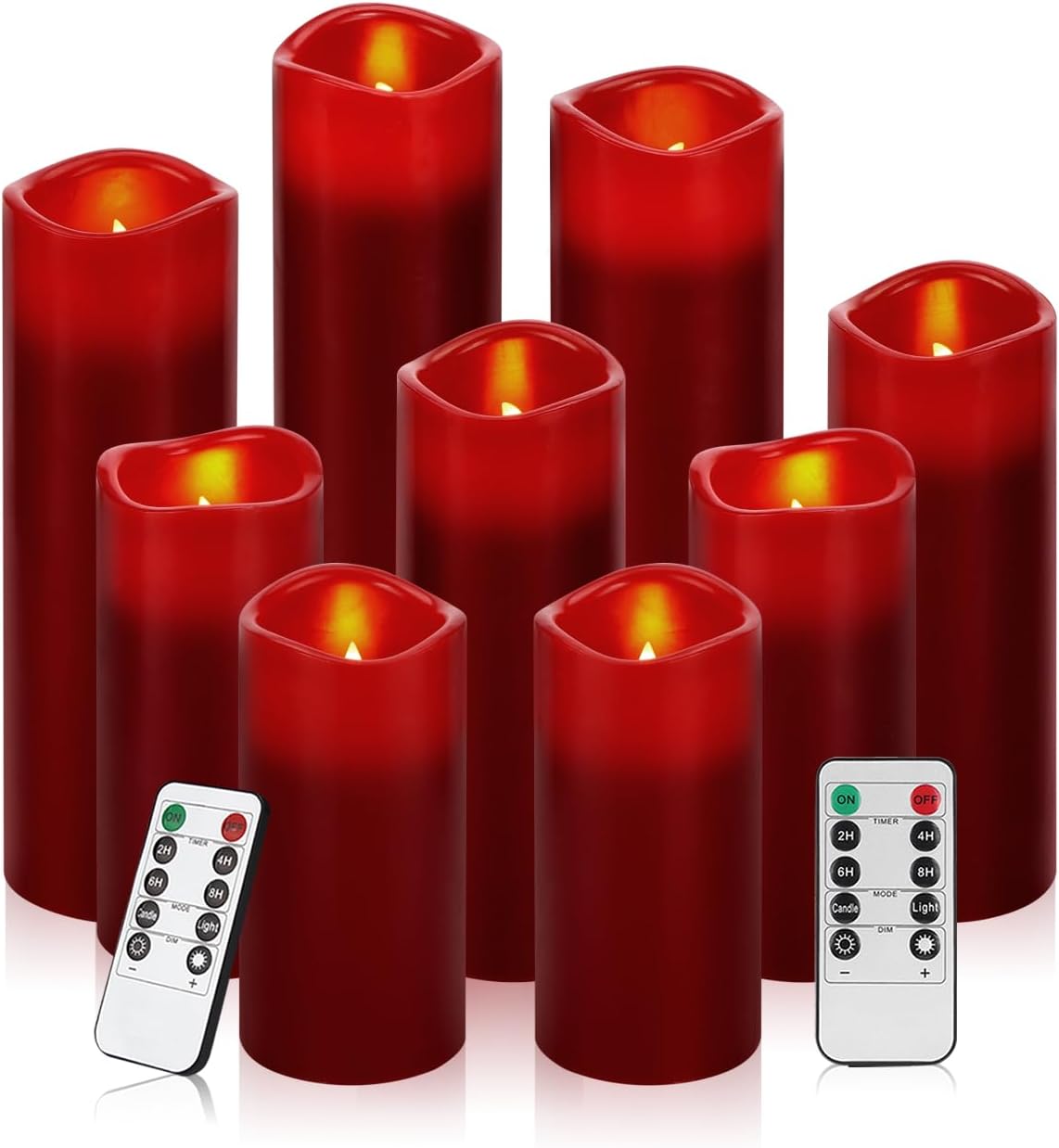 antizer Flameless Candles Led Candles Pack of 9 (H 4" 5" 6" 7" 8" 9" x D 2.2") Real Wax Battery Candles with Remote Timer for Home Fireplace Decor Wedding Festival Decor (Ivory 9 Pack)