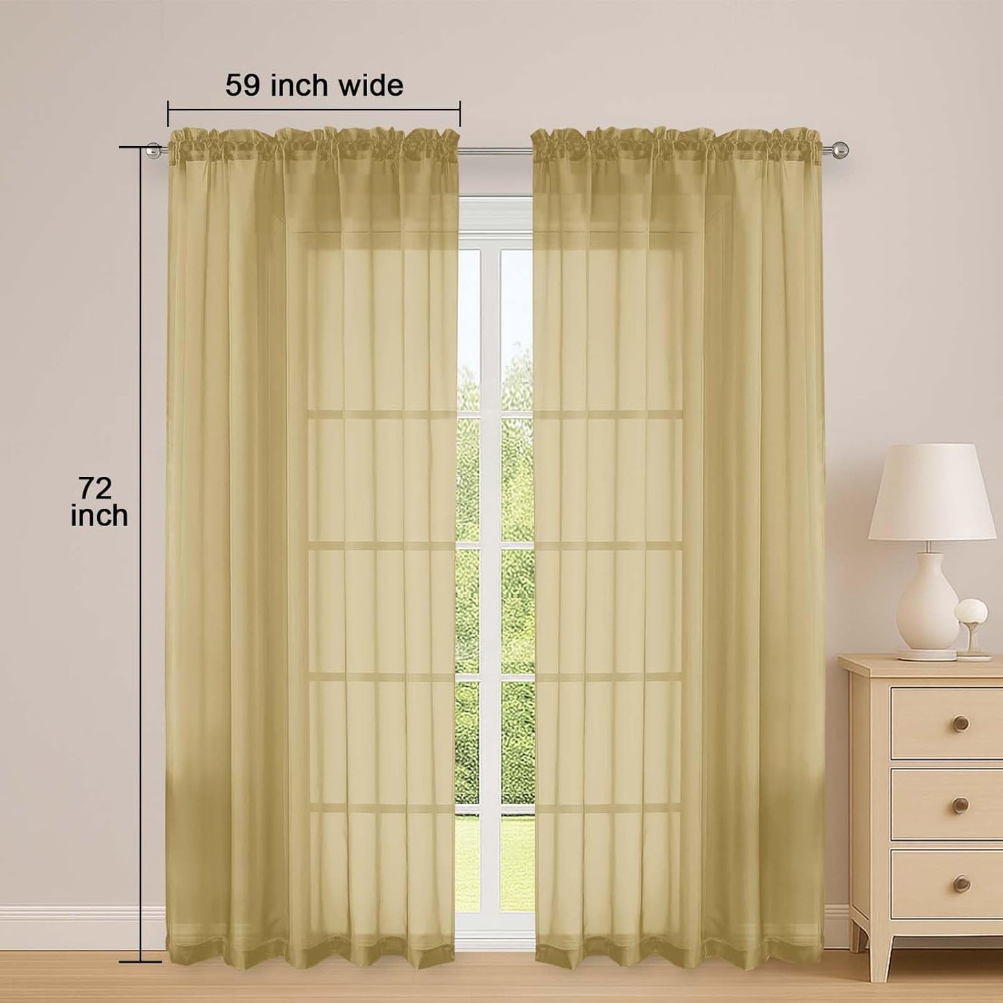 OWENIE Sheer Curtains 84 inches Long 2 Panels Set for Living Room/Bedroom, Rod Pocket Voile Sheer Panel Drapes, White, 2pcs, Each 42" W x 84" L - Colors B