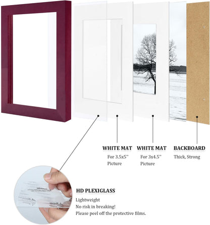 Egofine 12x16 Picture Frame Black, Covered by Plexiglass Made of Solid Wood, Display Pictures 9x12 and 11x14 with Mat or 12x16 Without Mat, for Wall Mounting Photo Frame - Colors A
