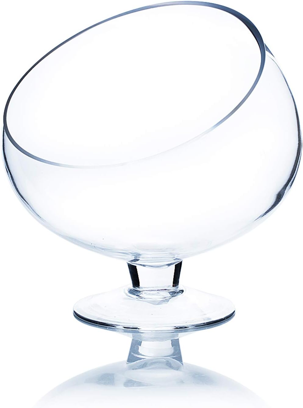 WGVI Clear Slant Cut Bowl Glass Vase, Glass Terrarium, Candy Dish, Glassware, Slant Open: 7". Height: 6" x 2.7". Base: 4" (1 Piece)