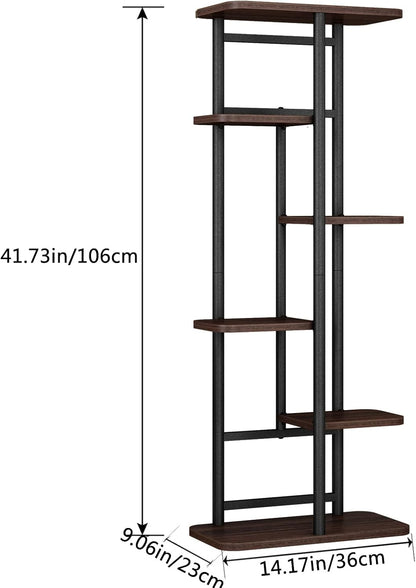 LINZINAR Plant Stand Indoor 4 Tier 5 Potted Multiple Plant Shelf Stands for Garden Corner Balcony Living Room Black