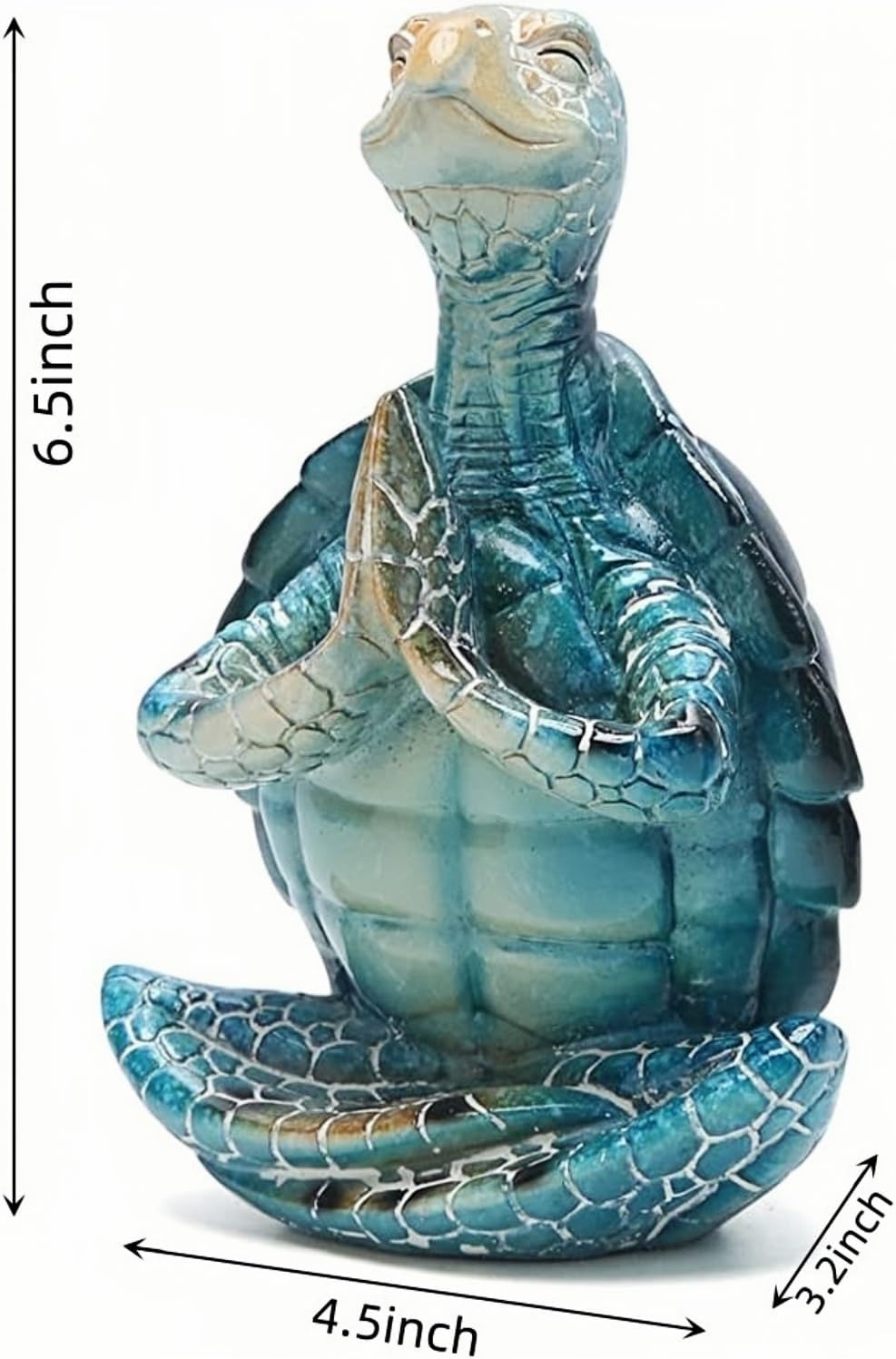 VVGIFTS Sea Turtle Meditation Yoga Decor, Garden Figurine Sea Turtle Meditating Coastal Beach Decorations, Zen Yoga Resin Statue for Home Office Decorations (Put the Palm Separate)