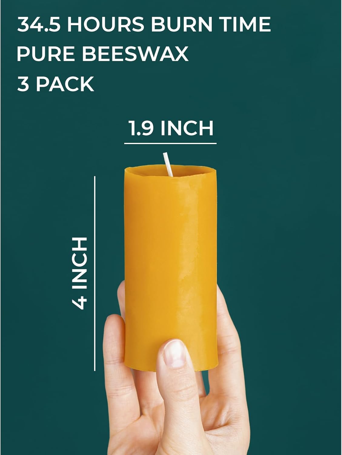 CANDWAX 3x4 inch Pillar Candles Set of 3 – Unscented Dripless Rustic Dark Blue Candles for Room Decor, Weddings, Centerpieces