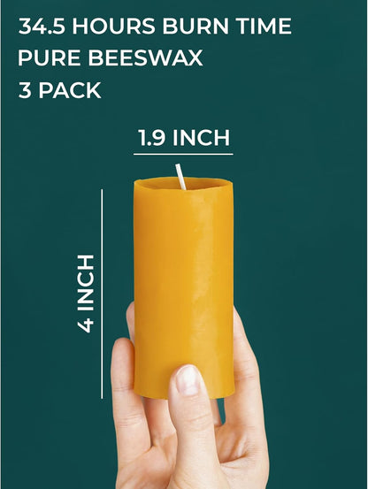 CANDWAX 3x4 inch Pillar Candles Set of 3 – Unscented Dripless Rustic Dark Blue Candles for Room Decor, Weddings, Centerpieces