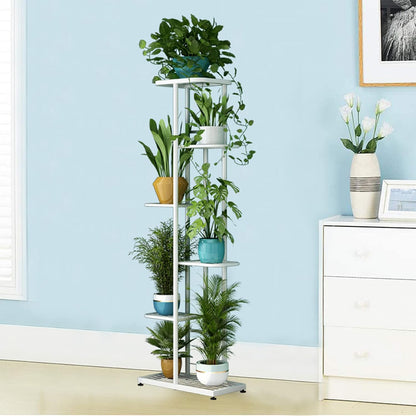 LINZINAR Plant Stand Indoor Outdoor Corner 4 Tier Metal Plant Shelf Patio Plant Rack for Garden Corner Balcony Living Room