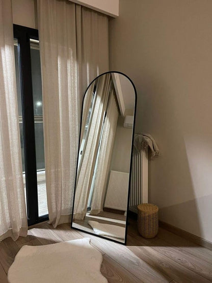 Mirror Full Length, 71"x26" Arched Full Length Mirror, Arch Mirror with Stand, Large Standing Mirrors, Oversized Full Body Mirrors with Aluminum Frame for Bedroom, Living Room (White)