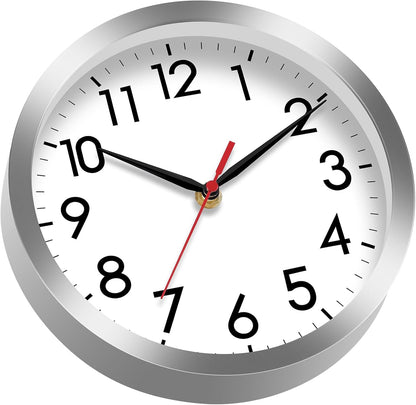 AKCISOT Wall Clock, Modern Small Wall Clocks Battery Operated 8 Inch, Silent Non-Ticking Analog Classic for Office, Home, Bathroom, Kitchen, Bedroom, School(Black)