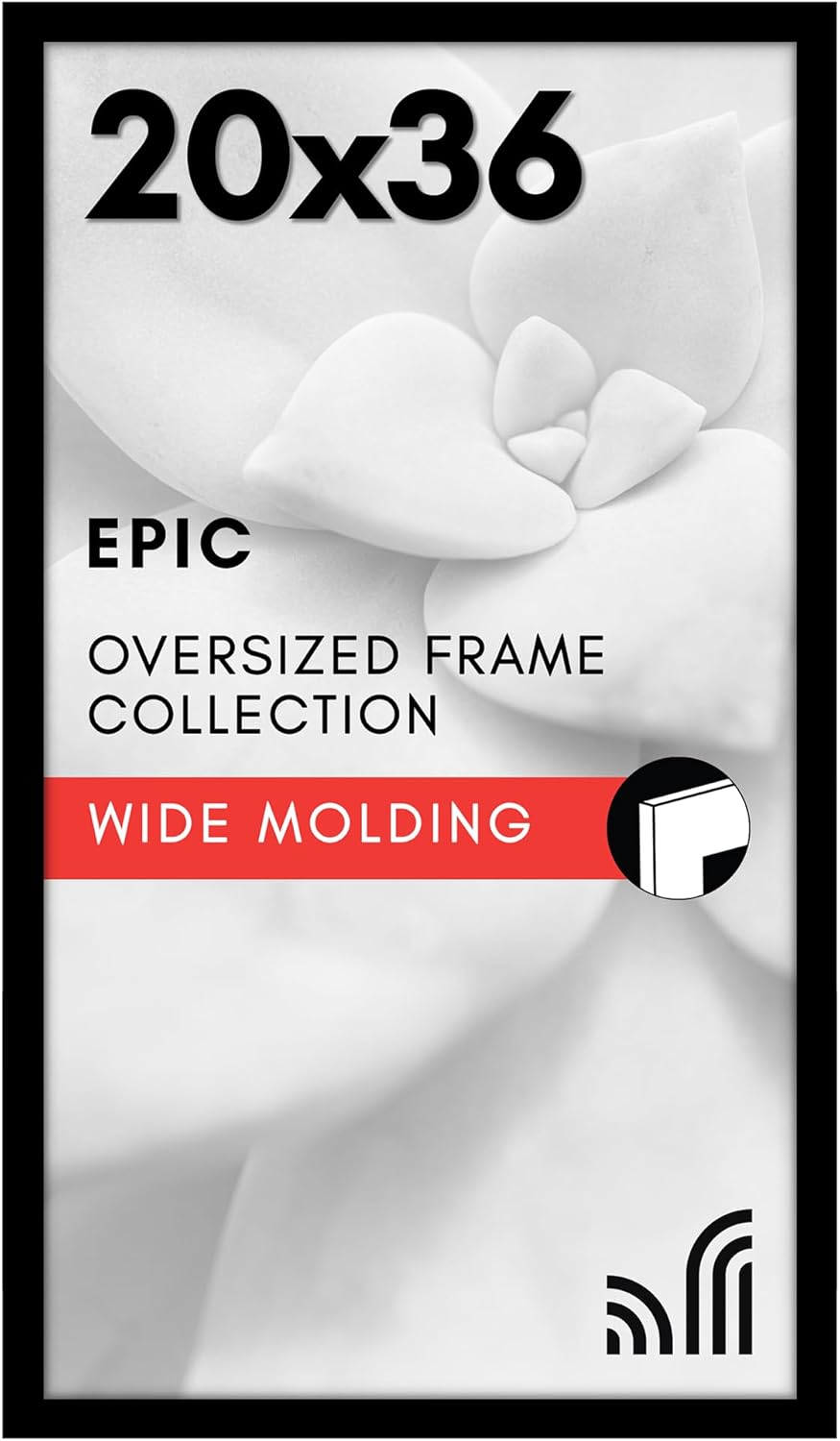 Americanflat 16x20 Picture Frame with Polished Plexiglass - Black Picture Frame - Wide Photo Frames Made of Engineered Wood for Vertical or Horizontal Wall Display - Epic Collection - Black - Colors A